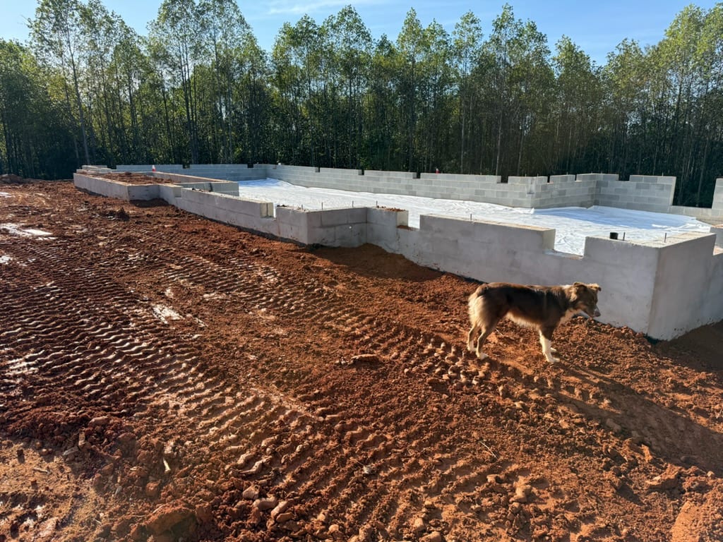 Block basement walls up