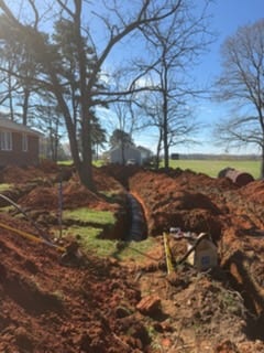 Trench run across the yard